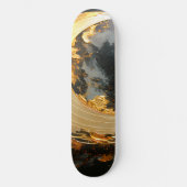 Black Gold Abstract Swirl Modern Moon Skateboard (Vorderseite)