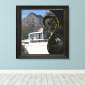 Black Gold Abstrakt Filigree Leinwanddruck (Insitu (Holzboden))