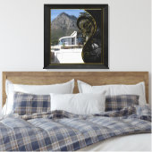 Black Gold Abstrakt Filigree Leinwanddruck (Insitu (Schlafzimmer))