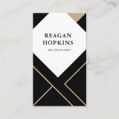 Black Gold Abstrakt Geometric Real Anwesen Agent Visitenkarte (Vorderseite)