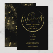 Black & Gold Abstrakt New Moon Sparkle Hochzeit