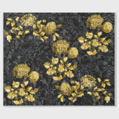 Black & Gold Acanthus Leaf Blumenpalast Geschenkpapier (Flach)