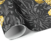 Black & Gold Acanthus Leaf Blumenpalast Geschenkpapier (Rolleneckpunkt)