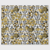 Black Gold Acanthus Leaf Chains Floral Gold White Geschenkpapier (Flach)