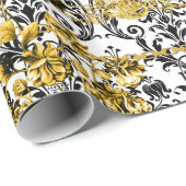 Black Gold Acanthus Leaf Chains Floral Gold White Geschenkpapier (Rolleneckpunkt)