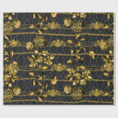 Black & Gold Acanthus Leaf Gold Ketten Luxury Posh Geschenkpapier (Flach)