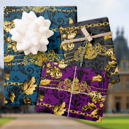 Black & Gold Acanthus Leaf Gold Ketten Luxury Posh Geschenkpapier Set