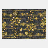 Black & Gold Acanthus Leaf Gold Ketten Luxury Posh Geschenkpapier Set (Vorderseite 3)