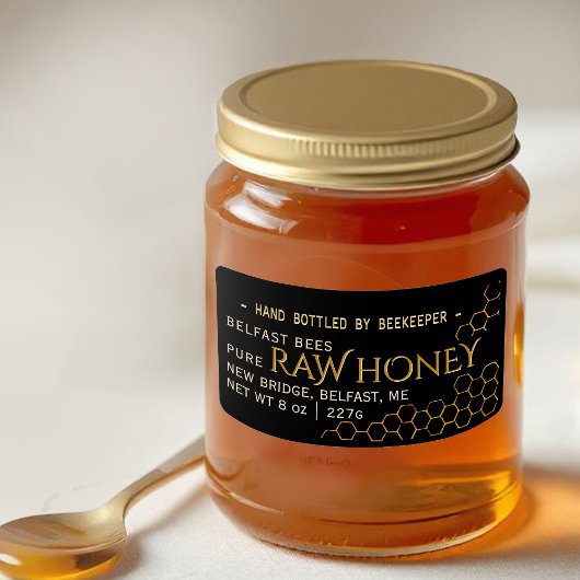 Black Gold Address Sized Honey Label mit Kamm