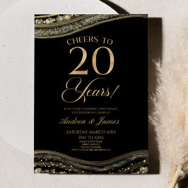 Black Gold Agate 20-jähriges Party zum Hochzeitsta Einladung