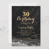 Black Gold Agate 30. Geburtstag Einladung (Vorderseite)