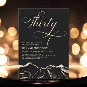 Black Gold Agate 30. Geburtstagsparty Einladung