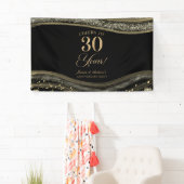 Black Gold Agate 30th Wedding Anniversary Party Banner (Insitu)