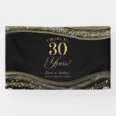 Black Gold Agate 30th Wedding Anniversary Party Banner (Horizontal)