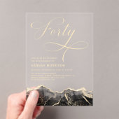 Black Gold Agate 40. Geburtstagsparty Acryleinladungen (Insitu (Handheld))