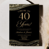Black Gold Agate 40-jähriges Party zum Hochzeitsta Einladung