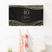 Black Gold Agate 40th Wedding Anniversary Party Banner (Insitu)