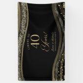 Black Gold Agate 40th Wedding Anniversary Party Banner (Vertikal)