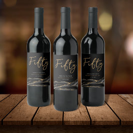 Black Gold Agate 50. Geburtstagsparty Weinlabel Weinetikett