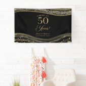 Black Gold Agate 50th Wedding Anniversary Party Banner (Insitu)