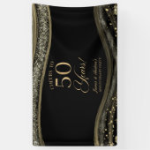 Black Gold Agate 50th Wedding Anniversary Party Banner (Vertikal)