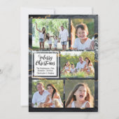 Black Gold Agate 5-Foto Frohe Weihnachten Einladung (Vorderseite)