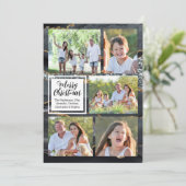 Black Gold Agate 5-Foto Frohe Weihnachten Einladung (Stehend Vorderseite)