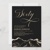 Black Gold Agate 60. Geburtstagsparty Einladung (Vorderseite)