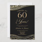 Black Gold Agate 60. Hochzeitstag Party Einladung (Vorderseite)