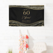 Black Gold Agate 60th Wedding Anniversary Party Banner (Insitu)