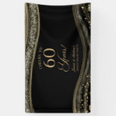 Black Gold Agate 60th Wedding Anniversary Party Banner (Vertikal)