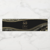 Black Gold Agate 60th Wedding Anniversary Party Wasserflaschenetikett (Einzelnes Label)