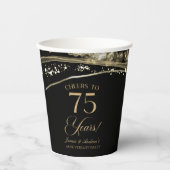 Black Gold Agate 75th Wedding Anniversary Party Pappbecher (Vorderseite)