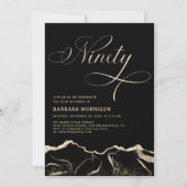 Black Gold Agate 90. Geburtstagsparty Einladung (Vorderseite)