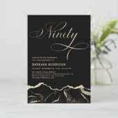 Black Gold Agate 90. Geburtstagsparty Einladung (Stehend Vorderseite)