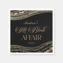 Black Gold Agate All Black Affair Birthday Party Serviette