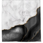 Black Gold Agate aus weißem Marmor Duschvorhang (Vorderseite)