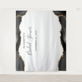 Black Gold Agate Brautparty Foto Booth Wandteppich (Vorderseite)