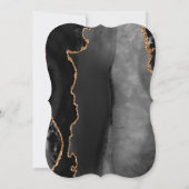 Black Gold Agate Burgundy Red Bracket Wedding Einladung (Rückseite)