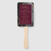 Black Gold Agate Burgundy Wedding Program Fächer (Vorderseite)