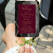 Black Gold Agate Burgundy Wedding Program Fächer