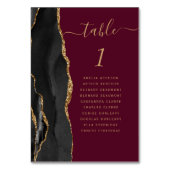 Black Gold Agate Burgundy Wedding Tischnummer (Vorderseite)