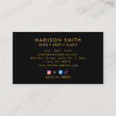 Black Gold Agate Business Card Visitenkarte (Rückseite)