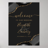 Black Gold Agate Corners 20x28 Wedding Willkommen Poster (Vorne)
