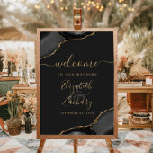 Black Gold Agate Corners 20x28 Wedding Willkommen Poster