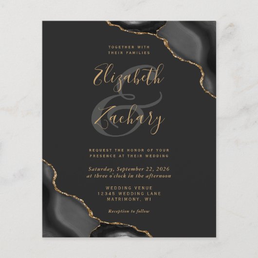 Black Gold Agate Corners Dunkle Hochzeit (Vorderseite)