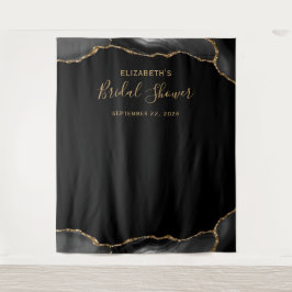 Black Gold Agate Dark Brautparty Foto Stand Wandteppich