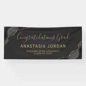 Black Gold Agate Dark Herzlichen Glückwunsch Absch Banner (Horizontal)