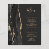 Black Gold Agate Dark Wedding Menü (Vorderseite)