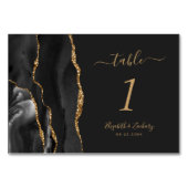 Black Gold Agate Dark Wedding Tischnummer (Rückseite)